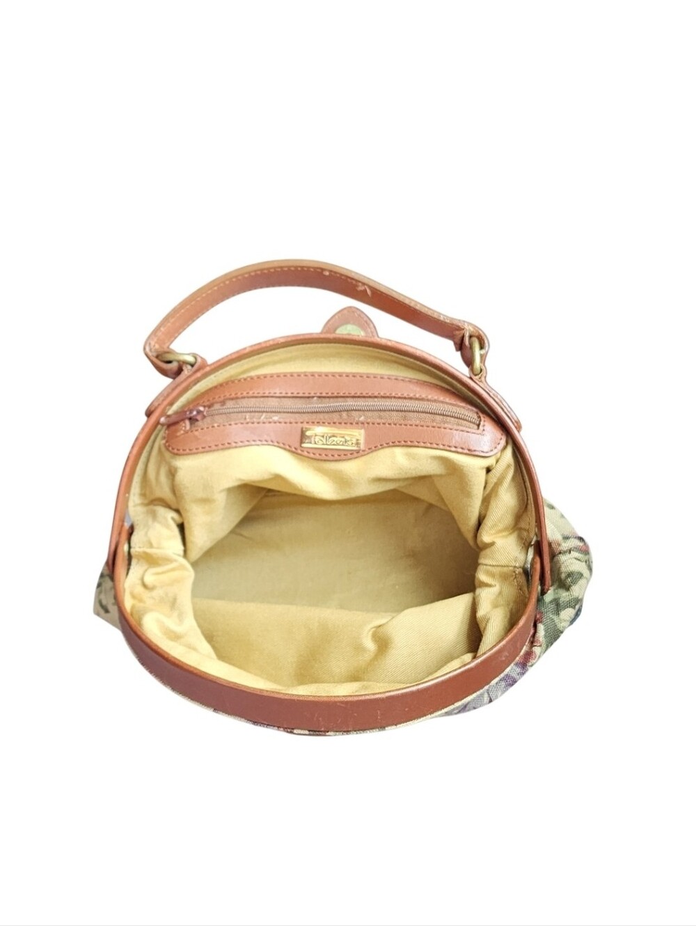 Talbots Vintage Floral Canvas Handbag with Tan Leather Trim - Picture 6 of 6